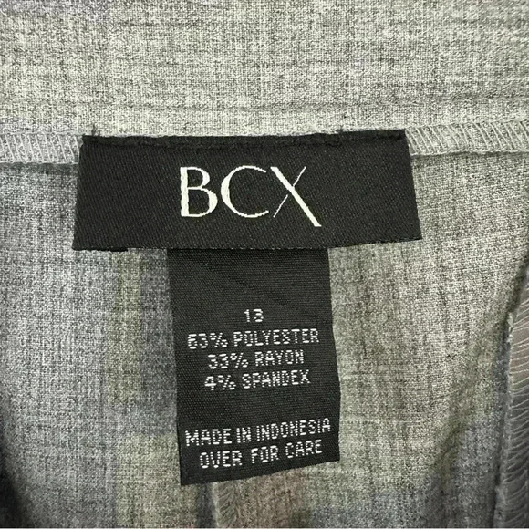 BCX Dress Pants Gray Heathered Stretch Pockets Lined‎ Size 13 Career Business - Picture 8 of 10